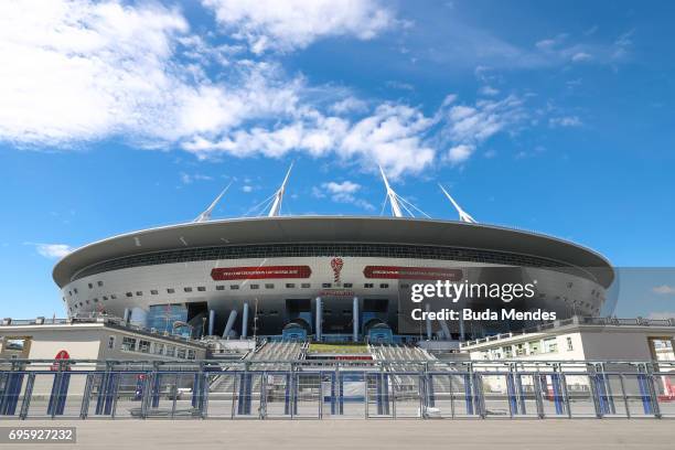 General view of the Saint Petersburg Stadium on Krestovsky Island. The stadium is to host matches of the 2017 FIFA Confederations Cup on June 14,...
