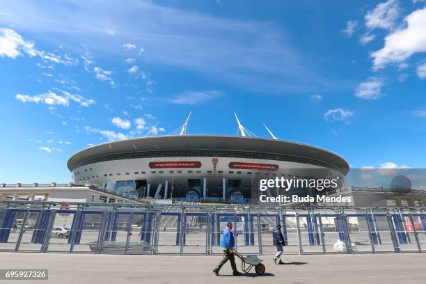 General view of the Saint Petersburg Stadium on Krestovsky Island. The stadium is to host matches of the 2017 FIFA Confederations Cup on June 14,...