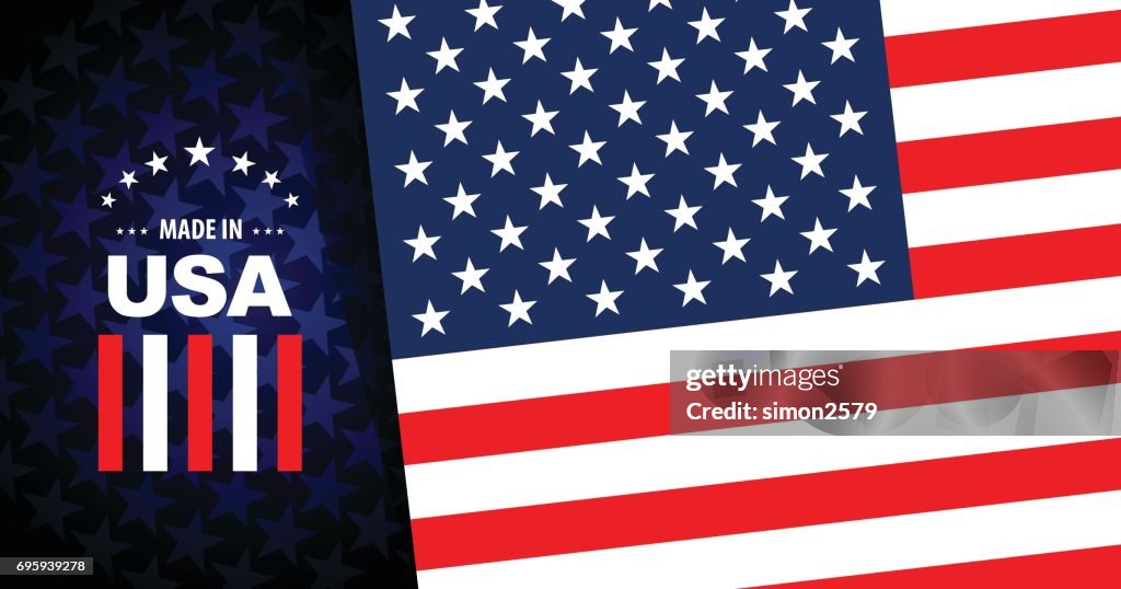 Made in USA Button with American Flag background