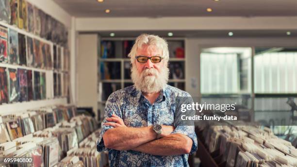record store owner portrait - record store stock pictures, royalty-free photos & images