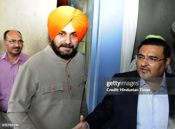 Cabinet minister Navjot Singh Sidhu at Punjab Vidhan Sabha Session on June 14, 2017 in Chandigarh, India. On the first day of the budget session,...