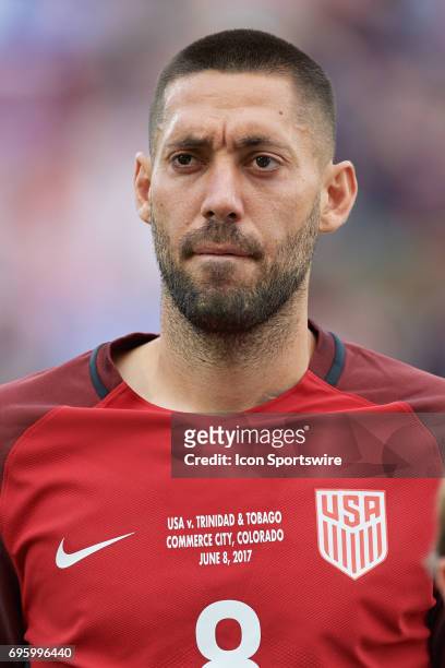 United States forward Clint Dempsey looks on during the FIFA 2018 World Cup Qualifier match between the United States and Trinidad & Tobago on June...