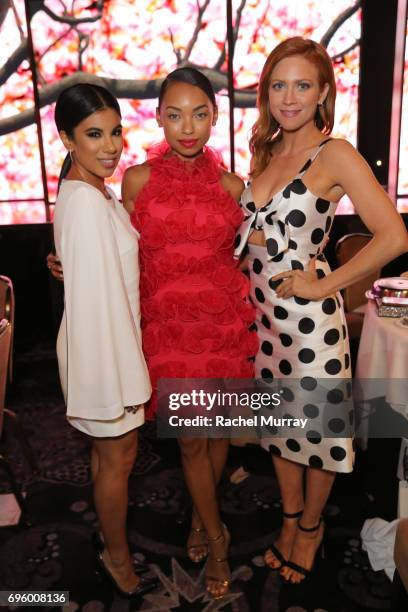 Actors Chrissie Fit, Logan Browning and Brittany Snow attend the Women In Film 2017 Crystal + Lucy Awards presented By Max Mara and BMW at The...