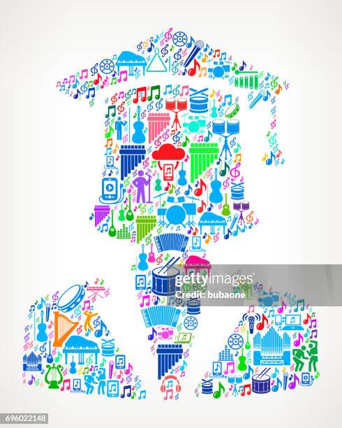 graduation face  music and musical celebration vector icon background - music shop stock illustrations