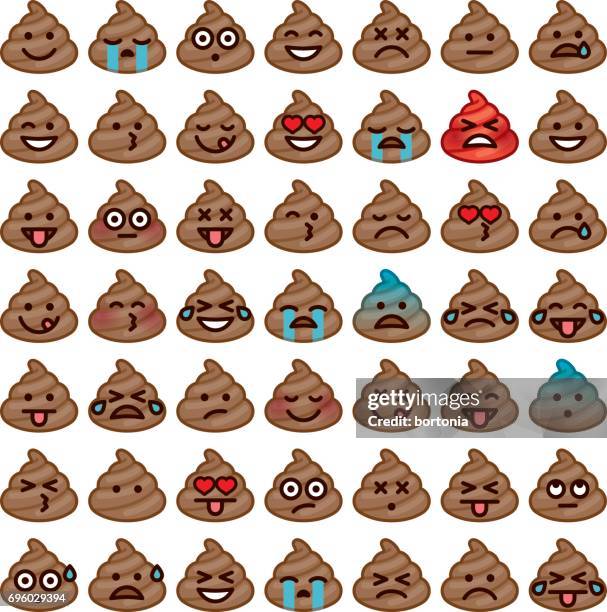 emojis icon set: poo - stool stock illustrations