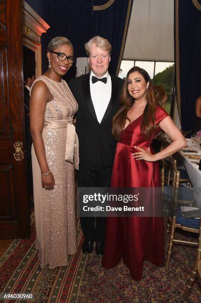 Tessy Ojo, Earl Spencer and Maria Bravo attends the Global Gift Gala for The Diana Award, hosted by Earl Spencer at Althorp House on June 14, 2017 in...