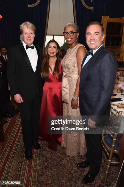 Earl Spencer, Maria Bravo, Tessy Ojo and Nick Ede attend the Global Gift Gala for The Diana Award, hosted by Earl Spencer at Althorp House on June...