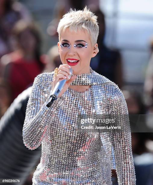 Katy Perry performs at the "Witness World Wide" exclusive YouTube livestream concert on June 12, 2017 in Los Angeles, California.