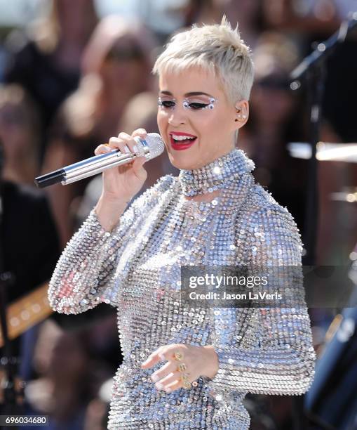 Katy Perry performs at the "Witness World Wide" exclusive YouTube livestream concert on June 12, 2017 in Los Angeles, California.