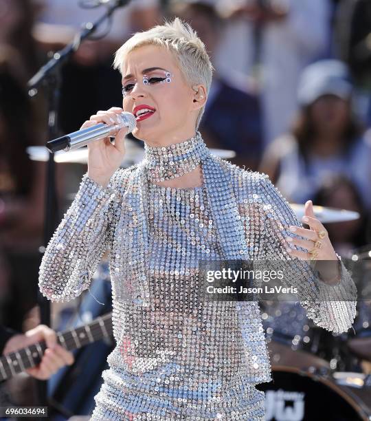 Katy Perry performs at the "Witness World Wide" exclusive YouTube livestream concert on June 12, 2017 in Los Angeles, California.