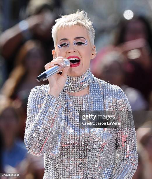 Katy Perry performs at the "Witness World Wide" exclusive YouTube livestream concert on June 12, 2017 in Los Angeles, California.