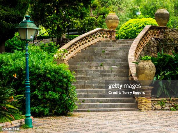 stairway and scenes from  taormina - castelmola stock pictures, royalty-free photos & images