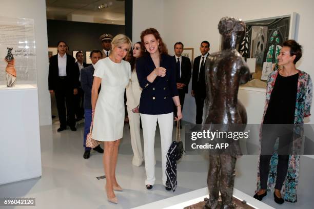 Morocco's Princess Lalla Salma and French president's wife Brigitte Macron visit the Picasso exhibition at the National Museum of Contemporary Arts...