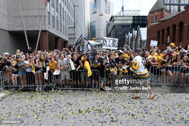 Chris Kunitz of the Pittsburgh Penguins during the Victory Parade and Rally on June 14, 2017 in Pittsburgh, Pennsylvania.