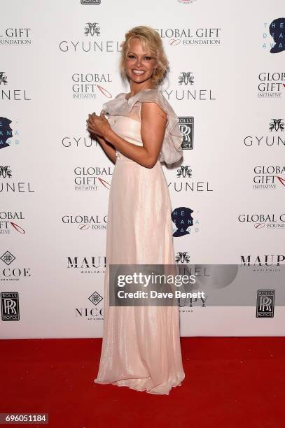 Pamela Anderson attends the Global Gift Gala for The Diana Award, hosted by Earl Spencer at Althorp House on June 14, 2017 in Northampton, England.