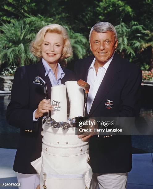 Personality Barbara Sinatra and Frank Sinattra for a portrait in 1994 in Palm Springss, California.