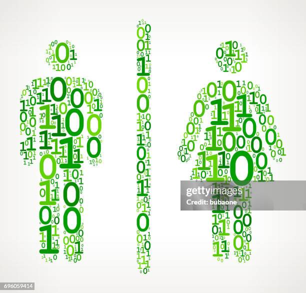 male and female bathroom sign binary code zero one vector illustration - bathroom background stock illustrations