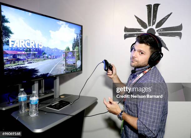 Actor Jerry Ferrara plays Far Cry 5 during Ubisoft E3 2017 at Los Angeles Convention Center on June 14, 2017 in Los Angeles, California.