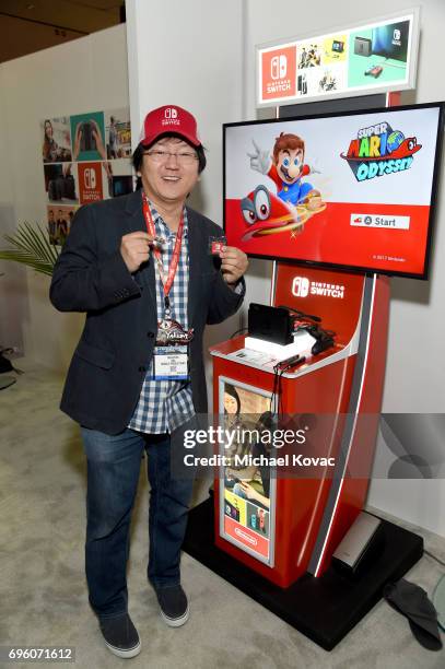 Actor Masi Oka visits the Nintendo booth at the 2017 E3 Gaming Convention at Los Angeles Convention Center on June 14, 2017 in Los Angeles,...