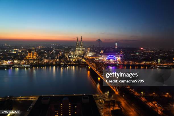 cologne downtown at twilight - cologne skyline stock pictures, royalty-free photos & images