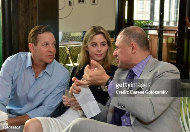 Actor Steve Guttenberg, journalist Emily Smith and CEO 5W Public Relations Ronn Torossian attend 5WPR 15th Anniversary Event at Catch Rooftop on June...