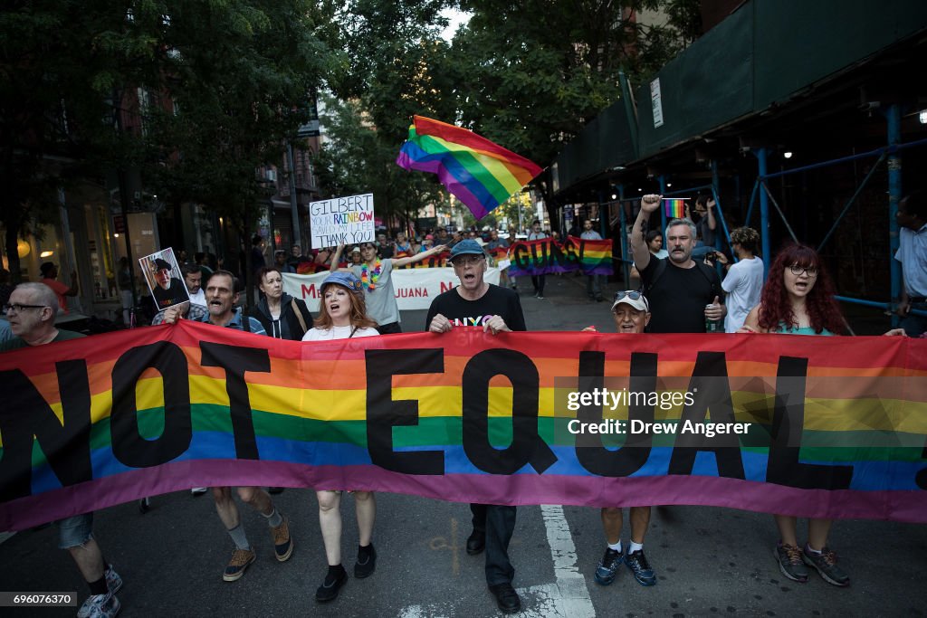 Rally And March Honor Rainbow Flag Creator Gilbert Baker Outside Stonewall Inn