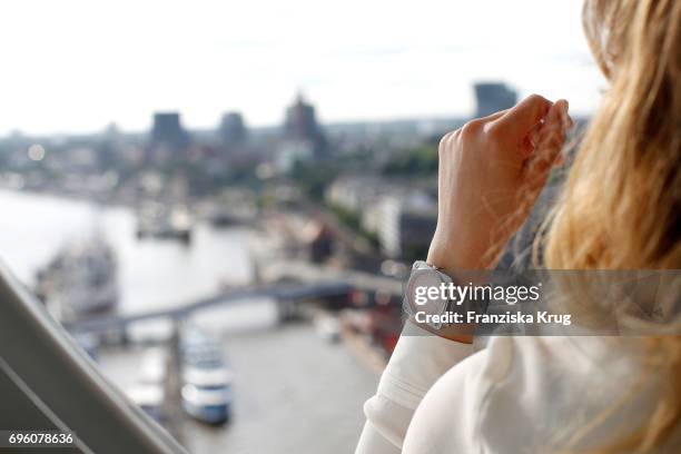 Hand detail at the Bell & Ross Cocktail Party at Elbphilharmonie show apartment on June 14, 2017 in Hamburg, Germany.