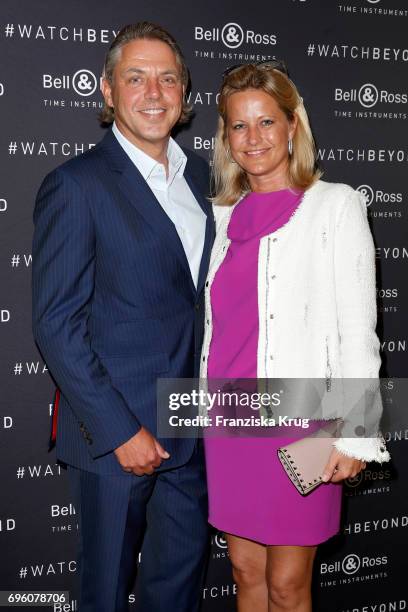 John Jahr jr and his wife Maike Jahr attend the Bell & Ross Cocktail Party at Elbphilharmonie show apartment on June 14, 2017 in Hamburg, Germany.