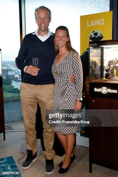 Christopher Winter and his wife Kim Winter attend the Bell & Ross Cocktail Party at Elbphilharmonie show apartment on June 14, 2017 in Hamburg,...