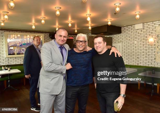 Public Relations Ronn Torossian, Andrew Epstein and Christopher Laurita attend 5WPR 15th Anniversary Event at Catch Rooftop on June 14, 2017 in New...