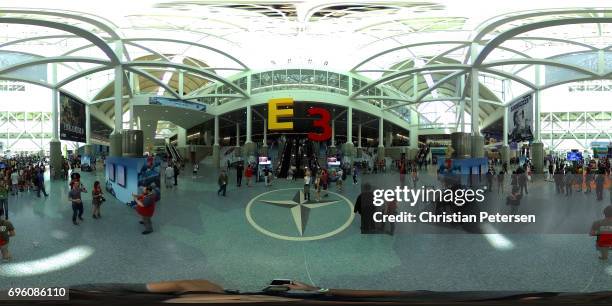 Game enthusiasts and industry personnel attend the Electronic Entertainment Expo E3 at the Los Angeles Convention Center on June 13, 2017 in Los...