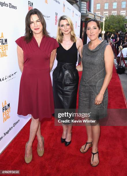 Actors Rachel Crowl, Tania Nolan and filmmaker Savannah Bloch attend the opening night premiere of Focus Features' "The Book of Henry" during the...