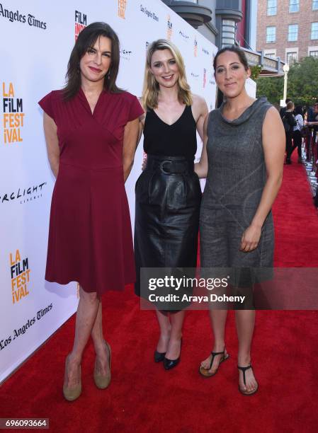 Actors Rachel Crowl, Tania Nolan and filmmaker Savannah Bloch attend the opening night premiere of Focus Features' "The Book of Henry" during the...