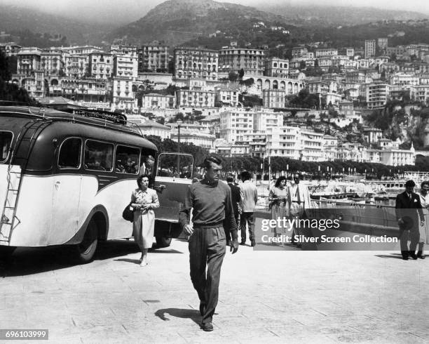 Actor Cary Grant as John Robie, visiting Monaco in a scene from the Alfred Hitchcock thriller 'To Catch a Thief', 1955.