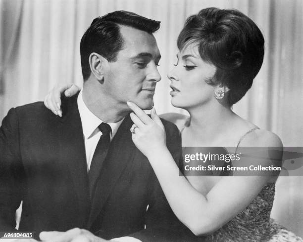 Actors Rock Hudson as Robert L. Talbot and Gina Lollobrigida as Lisa Helena Fellini in the romantic comedy 'Come September', 1961.