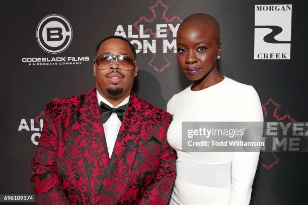 Producer L.T. Hutton and actor Danai Gurira at the "ALL EYEZ ON ME" Premiere at Westwood Village Theatre on June 14, 2017 in Westwood, California.