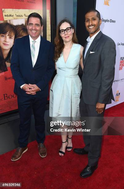 Film Independent President Josh Welsh, LAFF Director Jennifer Cochis and Focus Features COO Abhijay Prakash attend the opening night premiere of...