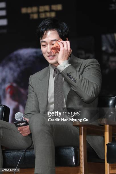 South Korean actor So Ji-Sub attends the press conference for 'The Battleship Island' at the National Museum of Korea on June 15, 2017 in Seoul,...