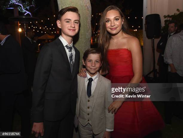 Actors Jaeden Lieberher, Jacob Tremblay and Maddie Ziegler attend the Opening Night Party during the 2017 Los Angeles Film Festival at Culver Studios...