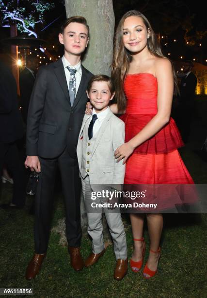 Actors Jaeden Lieberher, Jacob Tremblay and Maddie Ziegler attend the Opening Night Party during the 2017 Los Angeles Film Festival at Culver Studios...