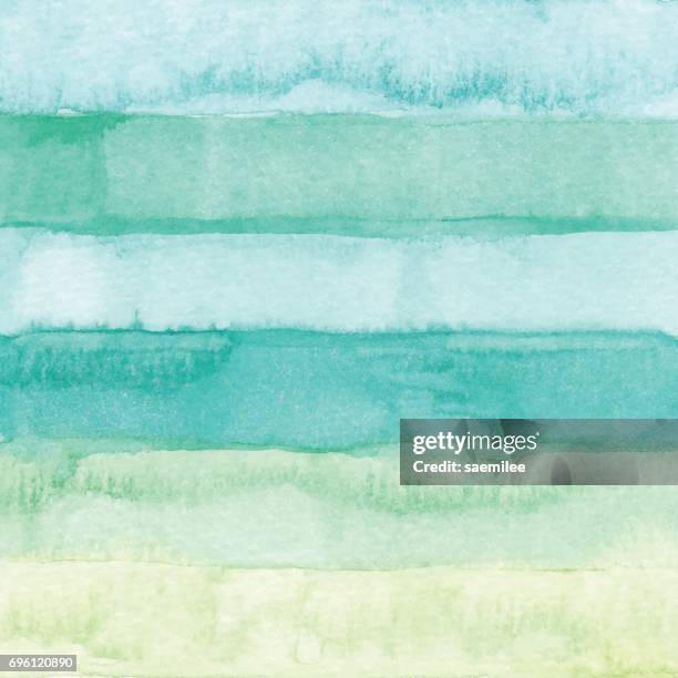 illustrazioni stock, clip art, cartoni animati e icone di tendenza di strisce acquerello sfondo verde - acquerello su carta