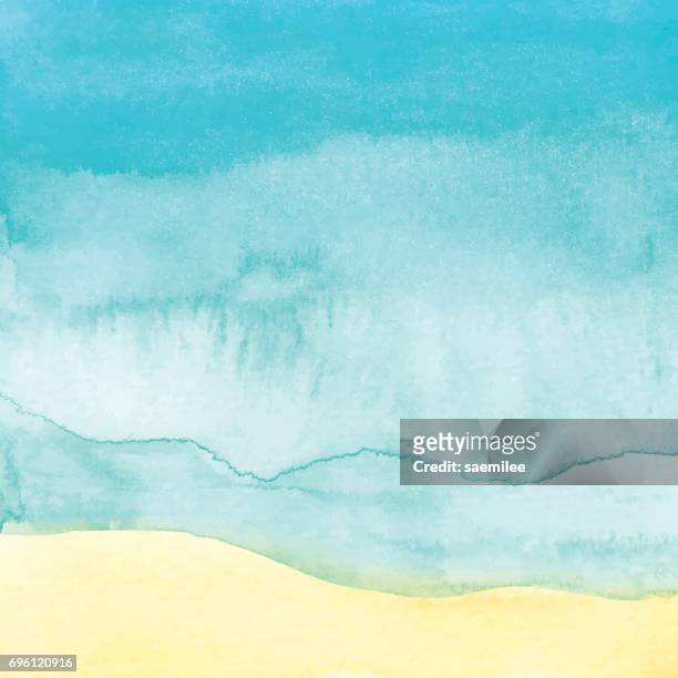 aquarell strand hintergrund - sonnig stock-grafiken, -clipart, -cartoons und -symbole