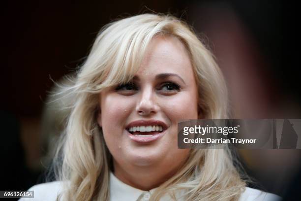 Rebel Wilson speaks to the media on June 15, 2017 in Melbourne, Australia. After a three week trial, a jury of six has returned unanimous verdicts in...