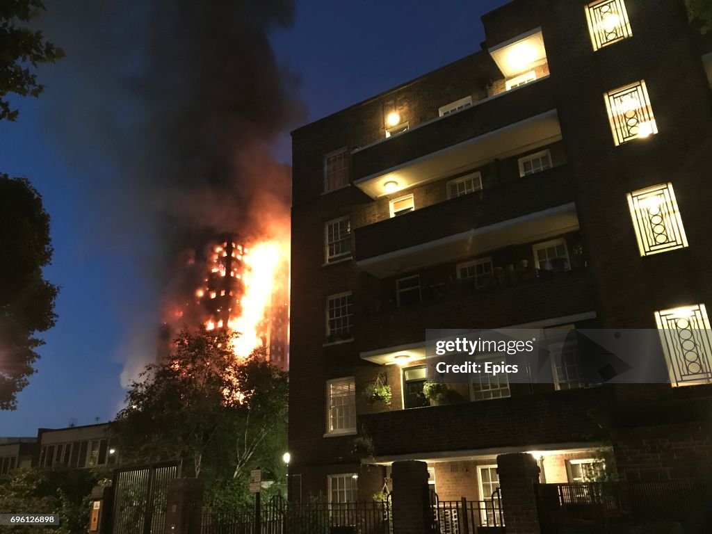 24-Storey Grenfell Tower Block On Fire In West London