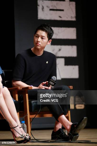 South Korean actor Song Joong-Ki attends the press conference of film "Battleship Island" on June 15, 2017 in Seoul, South Korea.