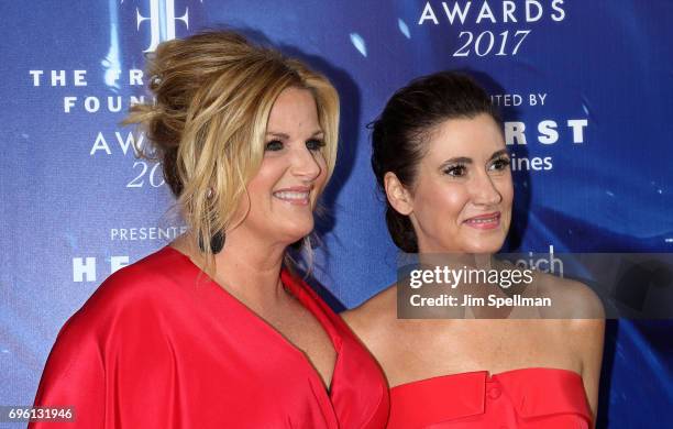 Singer Trisha Yearwood and The Fragrance Foundation president Elizabeth Musmanno attend the 2017 Fragrance Foundation Awards at Alice Tully Hall,...