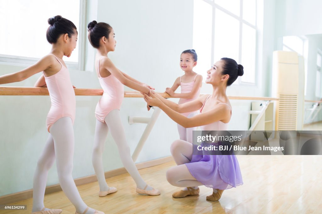 Young Ballet Instructor Teaching Girls In Ballet Studio High Res Stock young-ballet-instructor-teaching-girls-in-ballet-studio-high-res-stock