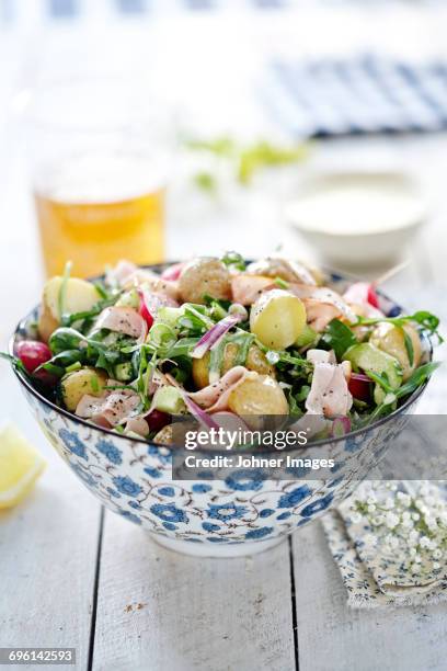 salad in bowl - potato salad stock pictures, royalty-free photos & images