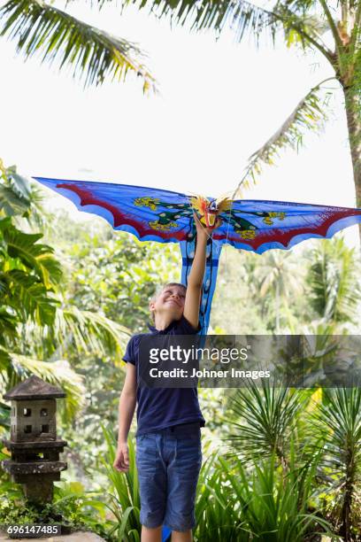 boy with kite - indonesian kite stock pictures, royalty-free photos & images