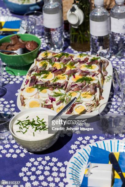 food on table - herring bildbanksfoton och bilder